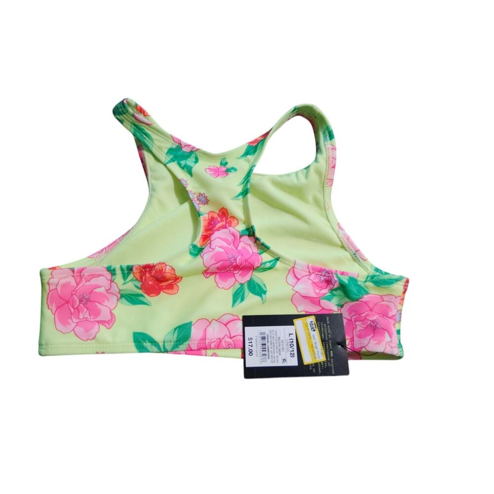 Art Class Girls Floral Neon‎ Green Swimsuit Top Size L (10/12) - Picture 3 of 3
